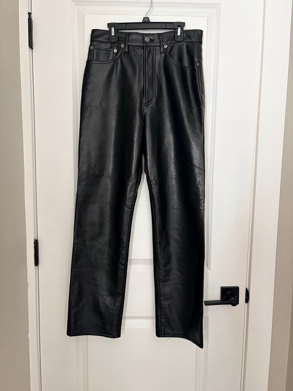 AGOLDE Recycled Leather 90's Pinch Waist Pants A164-1285 Black 27